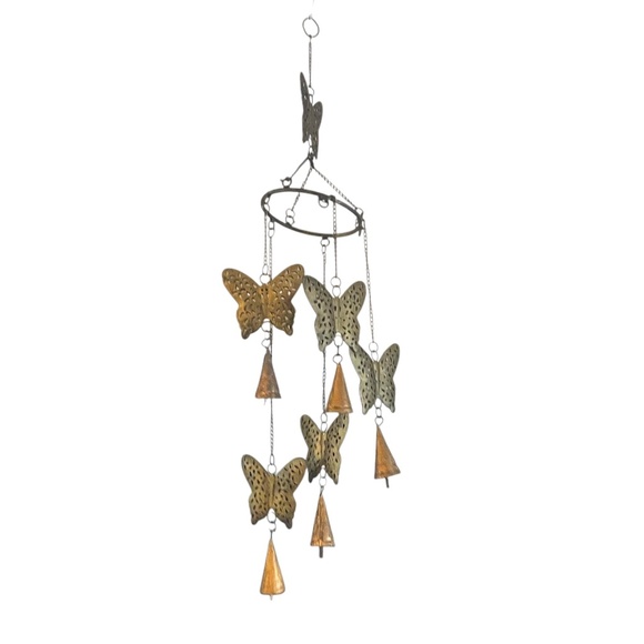 Handmade Golden Multiple Butterflies Recycled Metal Chime - Picture 1 of 10